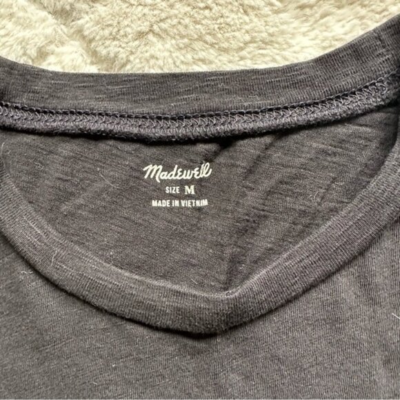 Madewell | Black Whisper Cotton V-Neck Short Sleeve T-Shirt | Size Medium - Picture 6 of 11